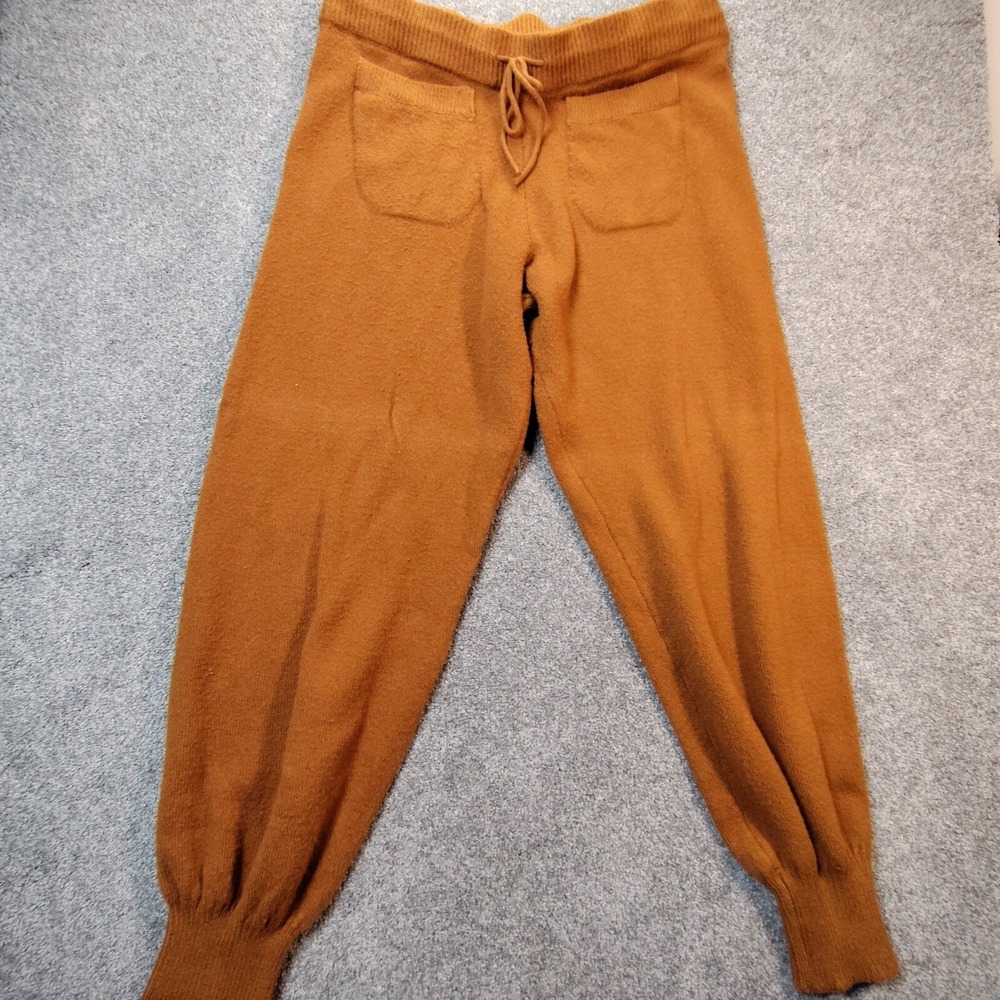 Free Assembly Womens Jogger Pants Brown L Knit Pockets Pull On Drawstring